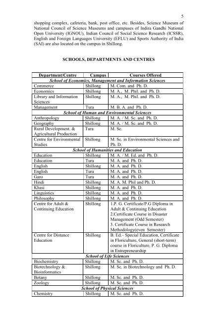 Contents Section Page North-Eastern Hill University ... - E-paolive.net