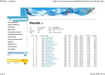 FIS-Ski - resultats - Circolo Sciatori Madesimo