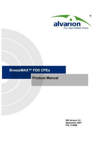 BreezeMAX FDD CPEs Product Manual - Alvarion