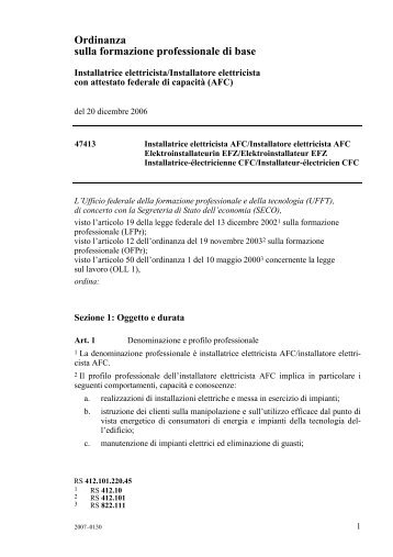 Ordinanza sulla formazione professionale di base - SPAI Mendrisio