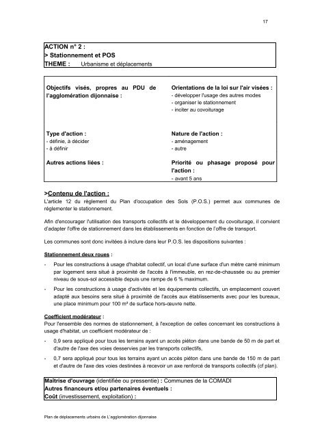 plan de deplacement urbain de l'agglomeration ... - le Grand Dijon