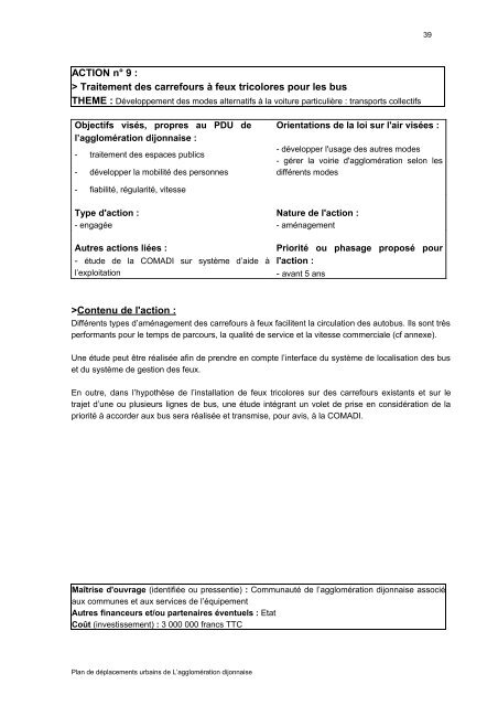 plan de deplacement urbain de l'agglomeration ... - le Grand Dijon