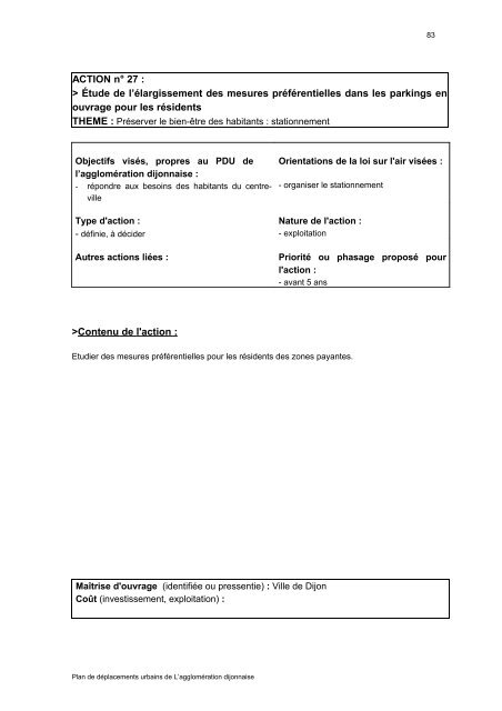 plan de deplacement urbain de l'agglomeration ... - le Grand Dijon