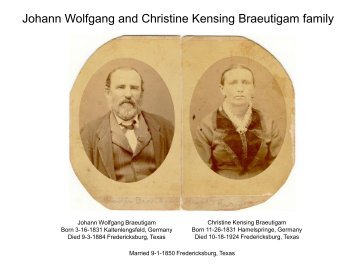 Johann Wolfgang and Christine Kensing Braeutigam family