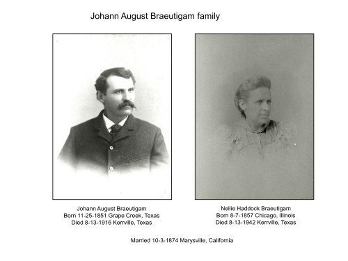 Johann Wolfgang and Christine Kensing Braeutigam family