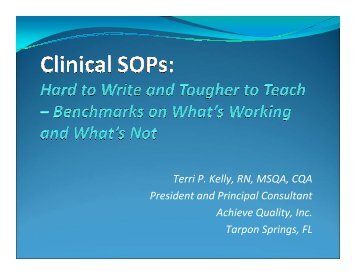 Terri P. Kelly, RN, MSQA, CQA President and Principal ... - FDA News