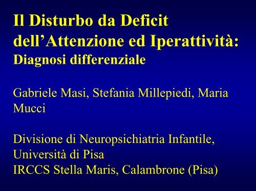 ADHD e diagnosi differenziale - Masi - Aidai