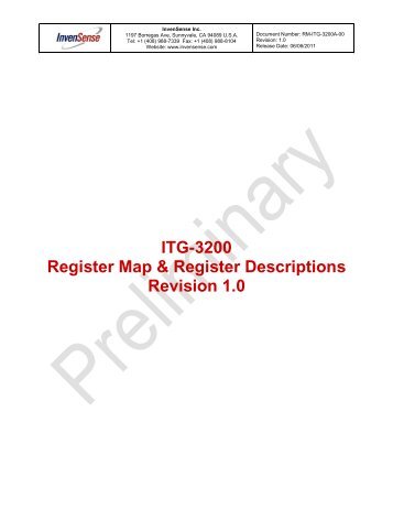 ITG-3200 Register Map & Register Descriptions ... - InvenSense