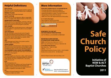 Safe Church Policy - Gordon Baptist Church