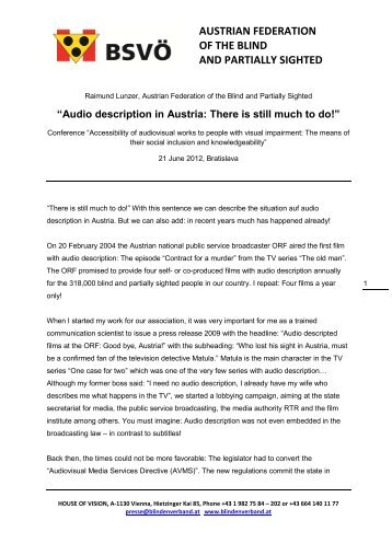 AUSTRIAN FEDERATION OF THE BLIND AND PARTIALLY SIGHTED