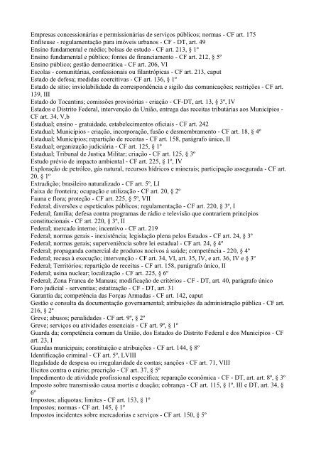 Ãndice TemÃ¡tico da ConstituiÃ§Ã£o Federal - AssemblÃ©ia Legislativa ...