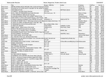 Rollercoaster Records Books, Magazines, Posters sheet music 04 ...