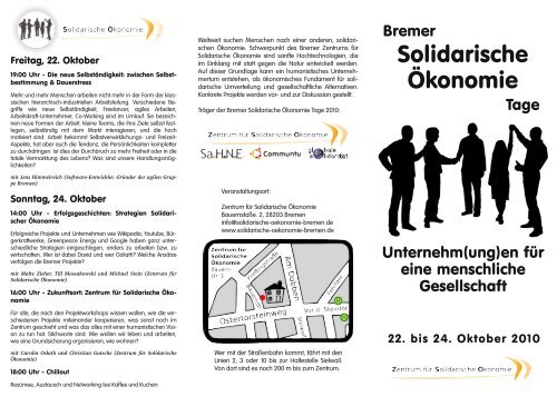 Zum Programm - Zentrum für Solidarische Ökonomie