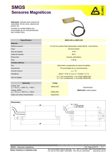 Sensor magnÃ©tico - Elmec ComÃ©rcio e IndÃºstria Ltda