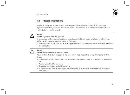 WMF 450 operating instructions