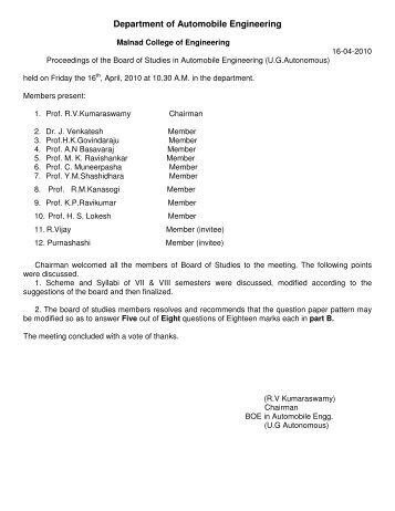 Fourth Year Syllabus 2011-12(Automobile) - Malnad College of ...