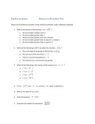 Precalculus Placement Test - The Putney School