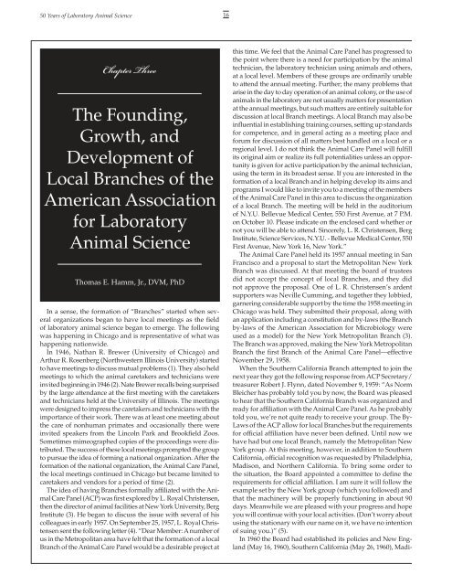 Chapter Three - American Association for Laboratory Animal Science