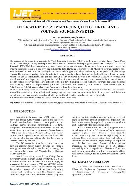 application of svpwm technique to three level voltage - The ...