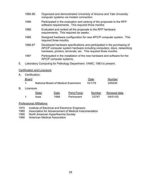 COLLEGE OF MEDICINE CURRICULUM VITAE