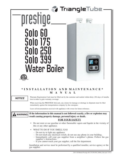 Prestige Trimax Solo 60175250399 install manual - Coastal Winair