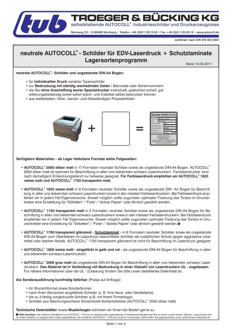 neutrale AUTOCOLL - Schilder für EDV-Laserdruck + ...
