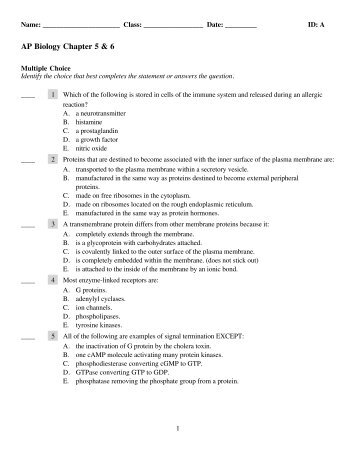 AP Biology Chapter 5 & 6 - University City Schools