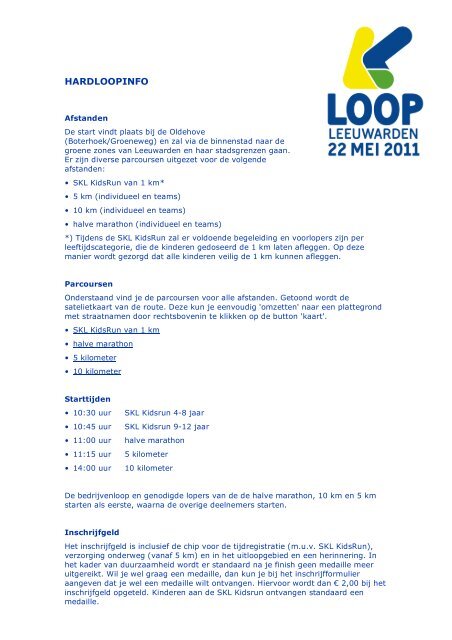 hardloopinfo op nieuwe website - Loop Leeuwarden