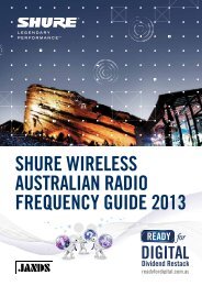 Jands Shure Wireless Australian Radio Frequency Brochure