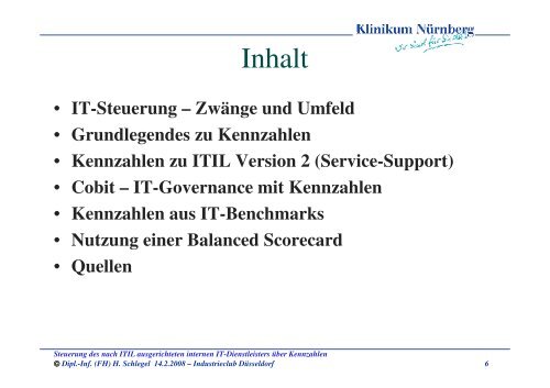 Steuerung der IT über Kennzahlen - GUIG