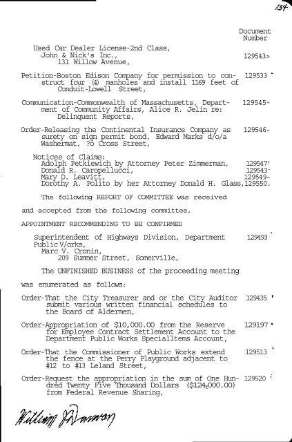 CITY OF SOMERVILLE BOARD OF ALDERMEN MEETINGS 1976