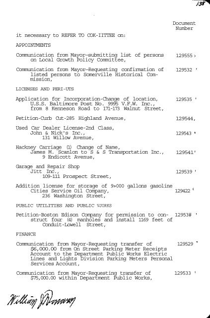 CITY OF SOMERVILLE BOARD OF ALDERMEN MEETINGS 1976