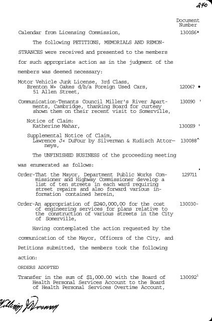 CITY OF SOMERVILLE BOARD OF ALDERMEN MEETINGS 1976