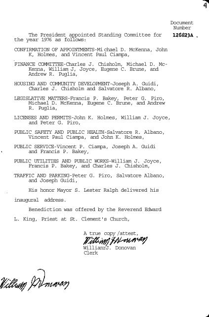 CITY OF SOMERVILLE BOARD OF ALDERMEN MEETINGS 1976