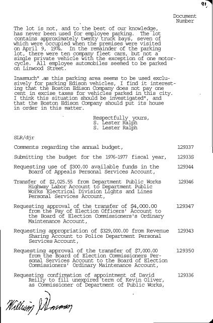 CITY OF SOMERVILLE BOARD OF ALDERMEN MEETINGS 1976