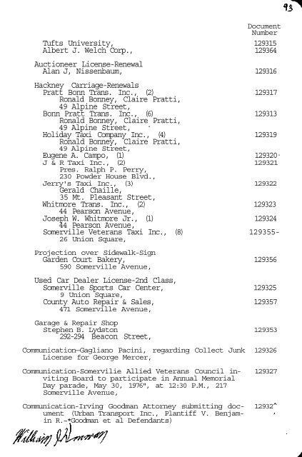 CITY OF SOMERVILLE BOARD OF ALDERMEN MEETINGS 1976