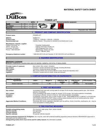 MSDS - DuBois Chemicals Online Store