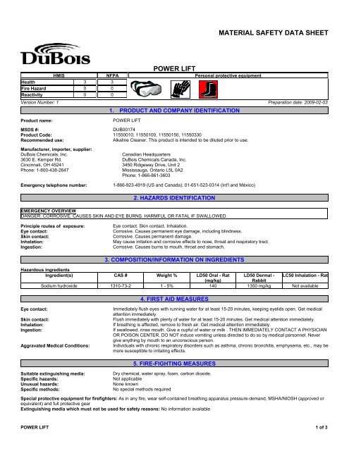 MSDS - DuBois Chemicals Online Store
