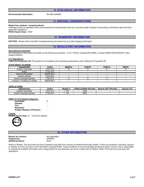 MSDS - DuBois Chemicals Online Store