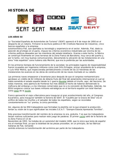 HISTORIA DE - Museo SEAT