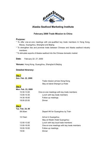 Questionnaire for Suppliers - Alaska Seafood Marketing Institute