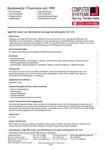 Sage KHK Classic Line Bestellwesen und Lagerverwaltung PDF