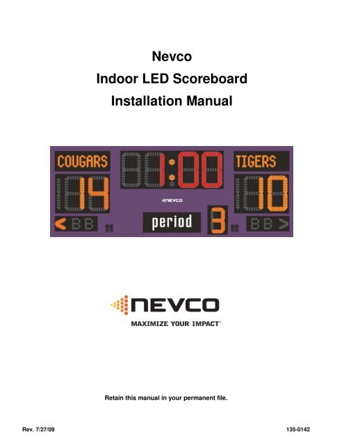 Nevco Indoor LED Scoreboard Installation Manual