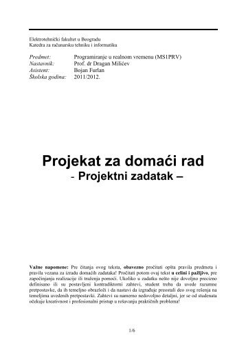 PRV Projektni zadatak - 2012 - Programiranje u Realnom Vremenu