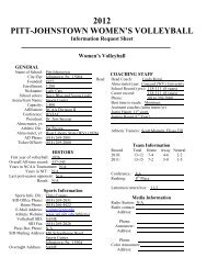 2012 PITT-JOHNSTOWN WOMEN'S VOLLEYBALL Information ...