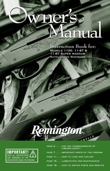 Model 11-87â¢ Owner's Manual - Remington
