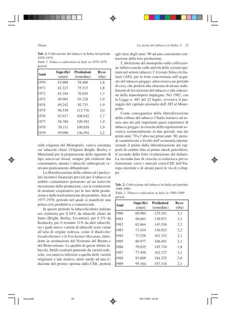 La storia del tabacco in Italia. V. Le nuove politiche sulla ... - Inea