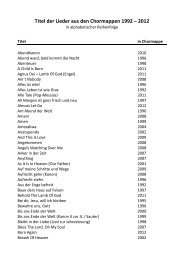 Titel der Lieder aus den Chormappen 1992 â 2012