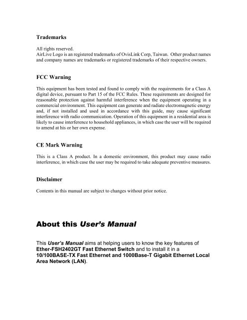 Ether-FSH2402GT User's Manual