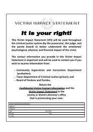 This Victim Impact Statement (VIS) will be used ... - Bell County